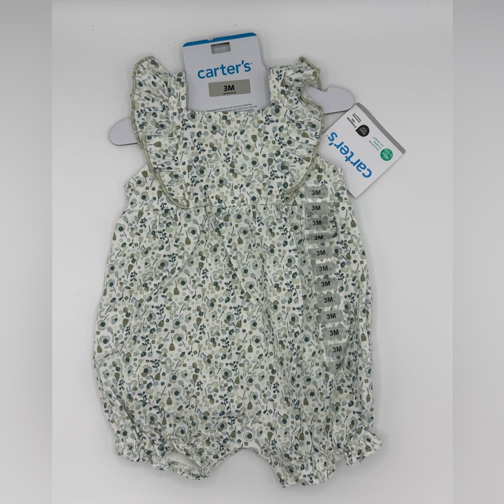 Carter's Green and Blue Floral Baby Romper